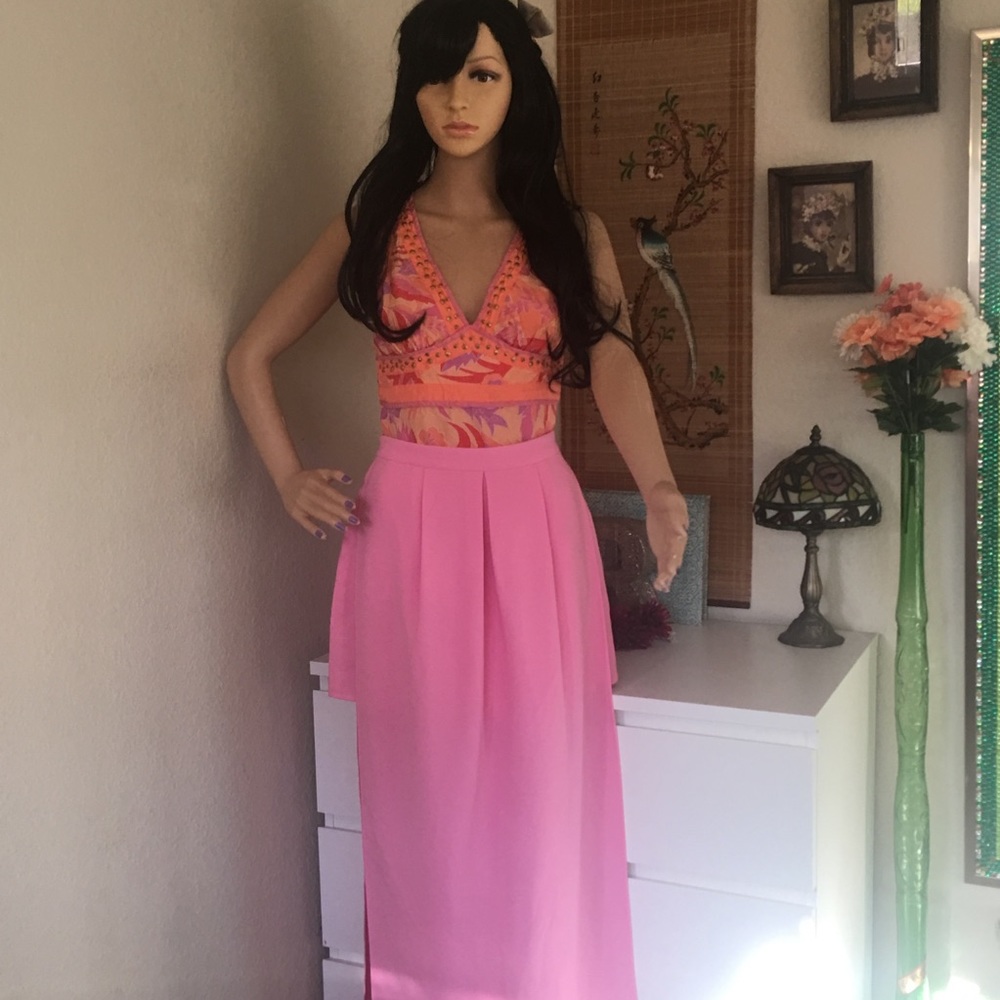 Nasty Gal Long and Short Skirt Bubblegum Pink
